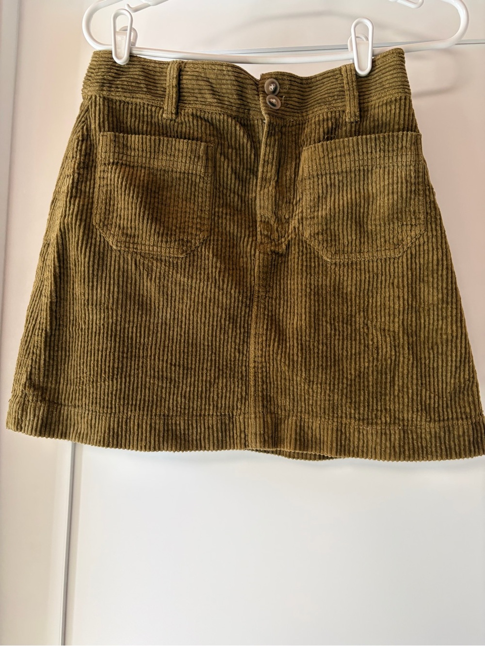 Madewell Corduroy A-Line Mini Skirt in Olive